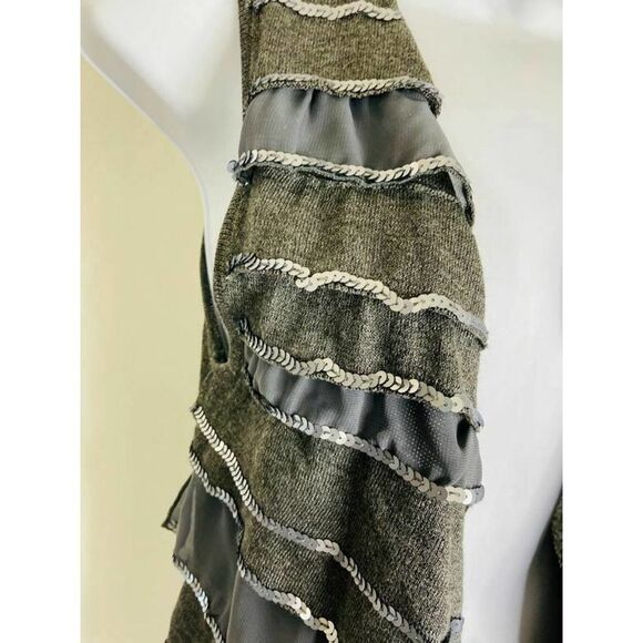 Cache‎ Sleeveless Sequined Gray Cardigan Sweater Vest Women’s Size Small - Picture 2 of 5